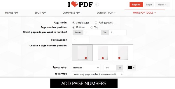 將頁碼添加到在線PDF