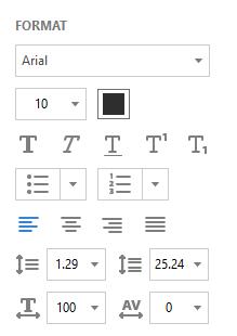 Cambia proprietà del testo