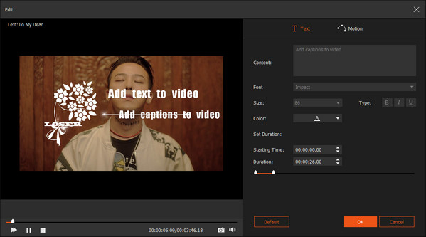 Lägg till text till video med Slideshow Creator