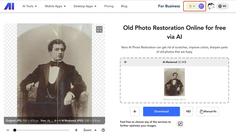 Ai Photo Restoration Online Free Nero Ai