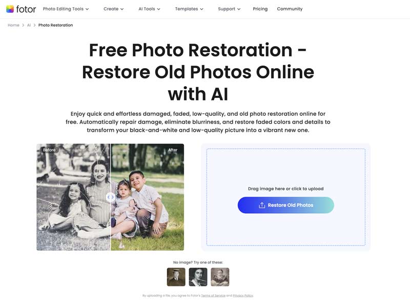 Fotor Free Photo Restoration Online