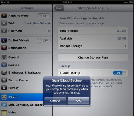Sikkerhetskopier iPad til iCloud automatisk