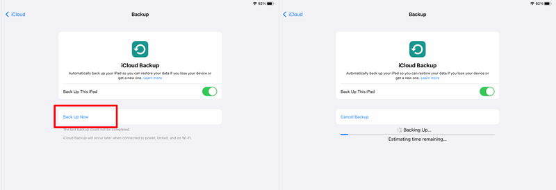 Maak een back-up van de iPad naar iCloud