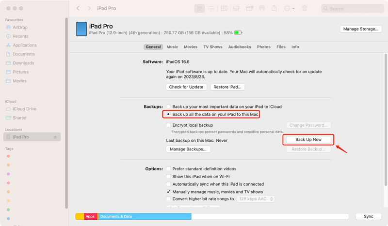 Back Up iPad to Mac Using Finder