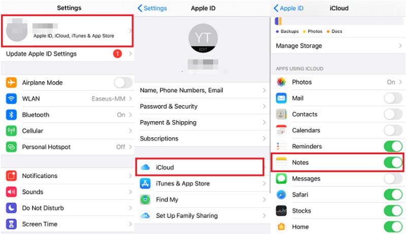 Maak een back-up van iPhone-notities iCloud