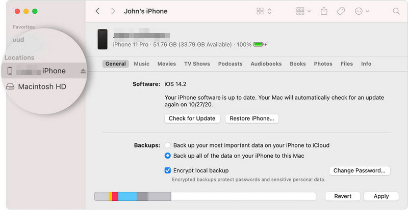 Δημιουργία αντιγράφων ασφαλείας iPhone Notes στο Mac Finder
