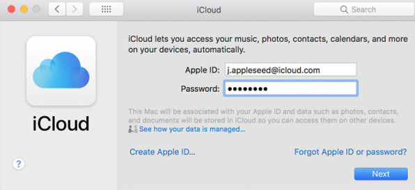 登录到iCloud