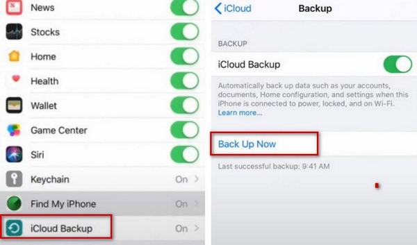 Επιλέξτε το iCloud Backup