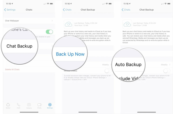 Maak WhatsApp icloud-back-up