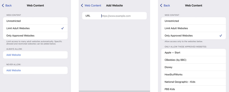 Block Limit Adult Websites on Aafari iPhone