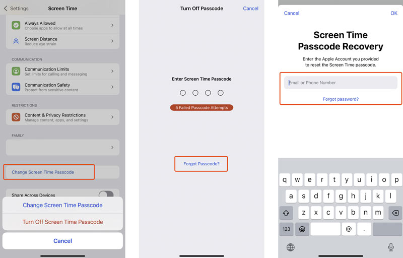 Change Reset Screen Time Passcode on iPhone