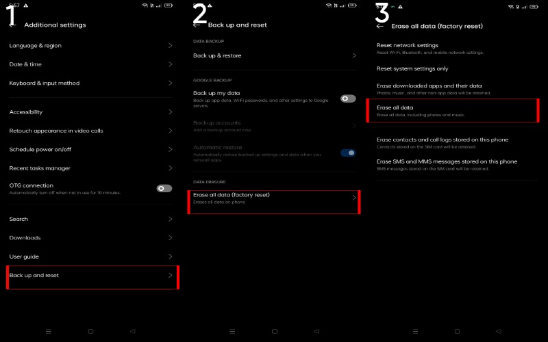 Click Factory Data Reset