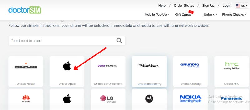 Select Unlock Apple