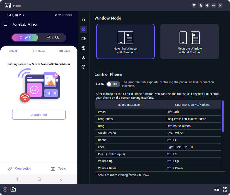 Mirroring Phone to PC