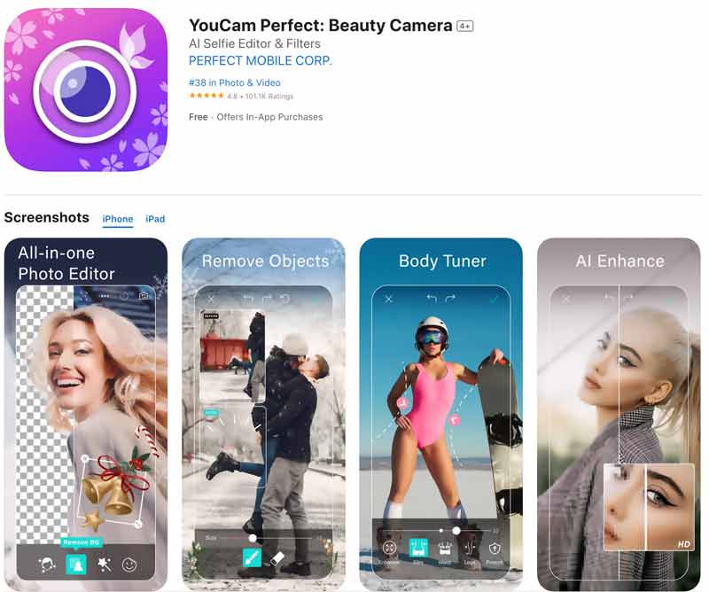 YouCam Perfecte app om Apple ID-foto te maken