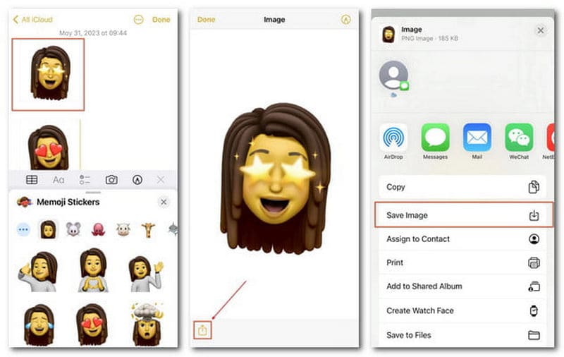 Memoji-afbeelding opslaan