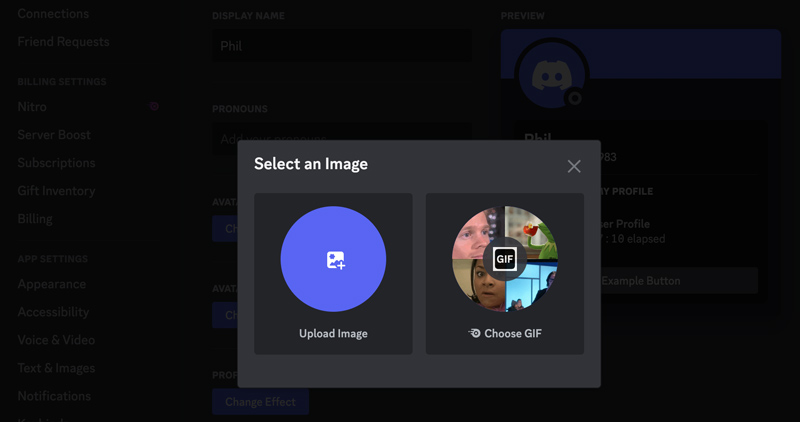 Upload afbeelding om Discord-profielfoto te wijzigen