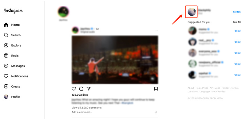 Go to Instagram Profile on Web