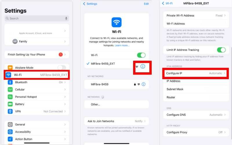 Tap Configure iP