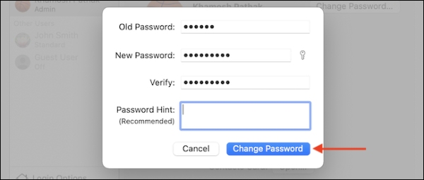 Hogyan változtassunk jelszót manuálisan MacBookon