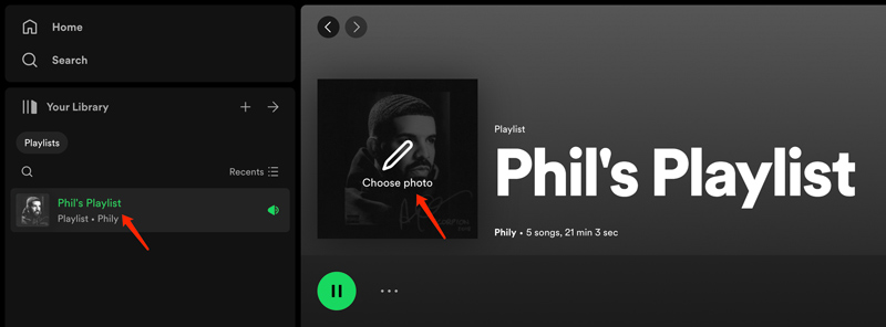 Αλλαγή του Spotify Playlist Cover Web Player