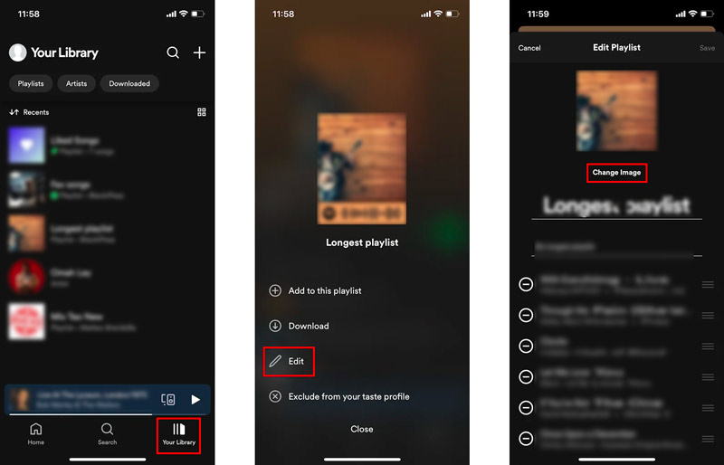Cambia l'app mobile per le immagini della playlist Spotify