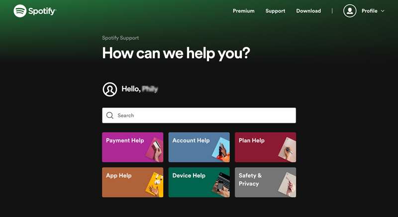 Neem contact op met Spotify-ondersteuning