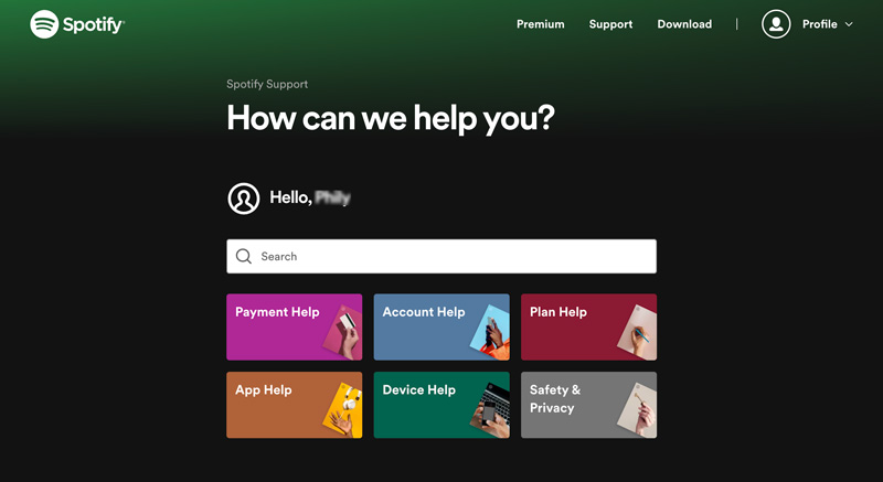 联系 Spotify 支持