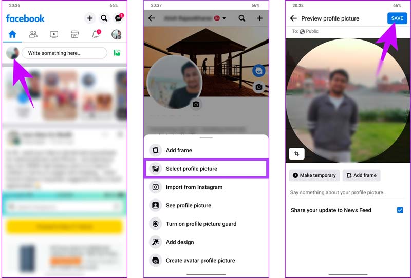 Cambia l'immagine del profilo su Facebook Mobile