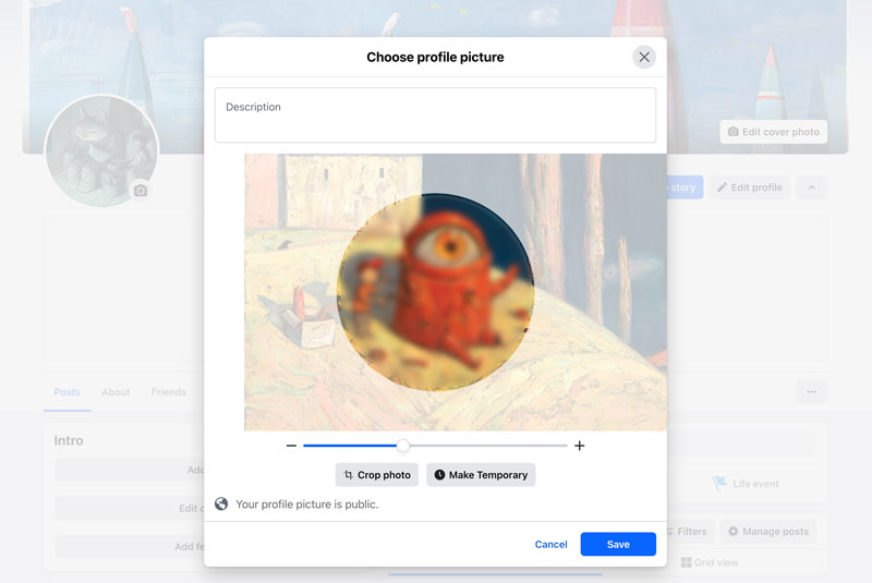 Edit Change Profile on Facebook Web