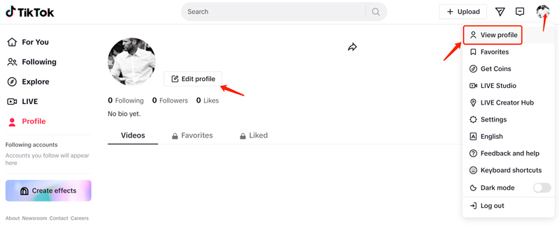 TikTok Edit Profile on Web