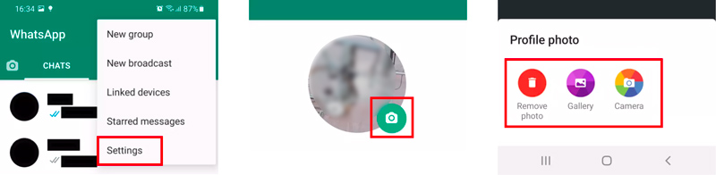 Изменить изображение профиля в WhatsApp Android