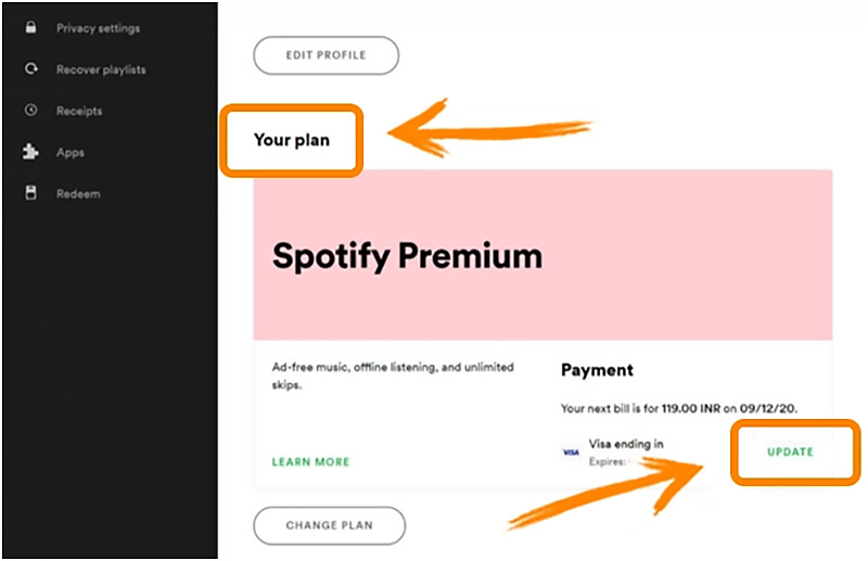 Muuta sijaintia Spotify Location Premium