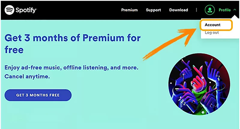 转到 Spotify 配置文件