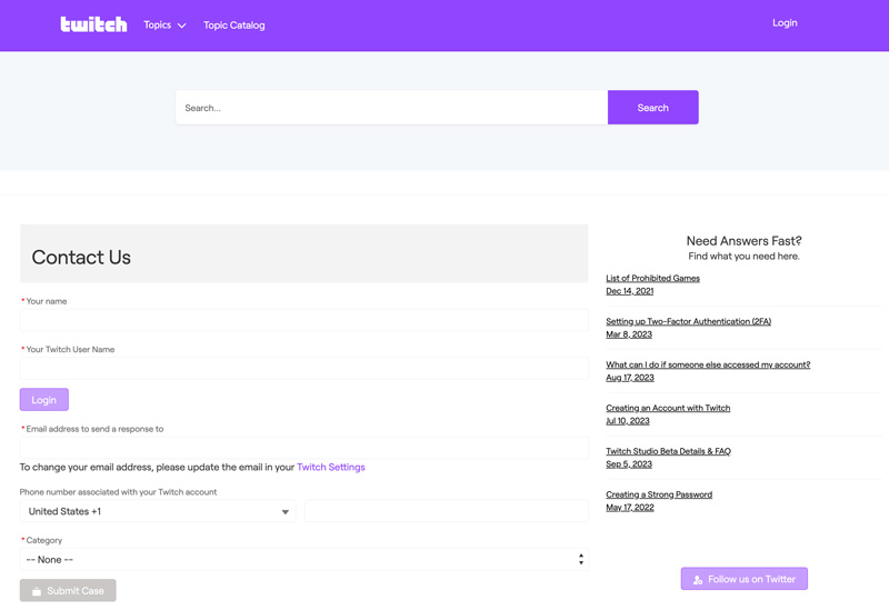 Contact Twitch Support