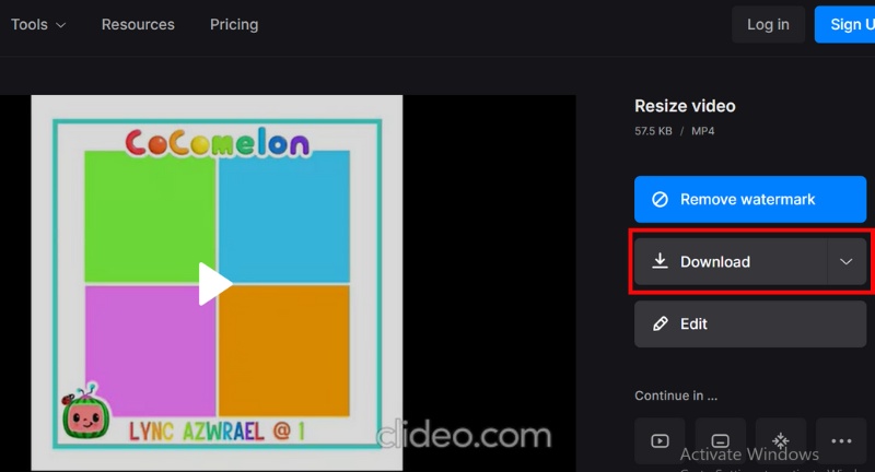 Click Export And Download
