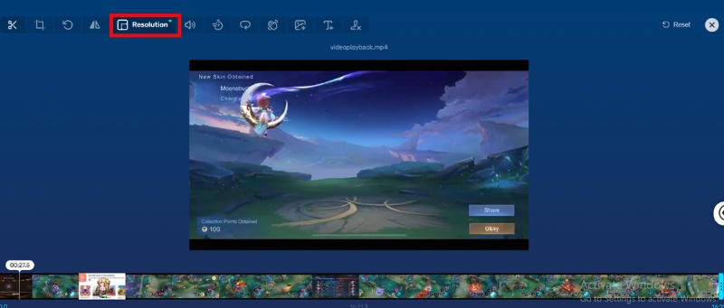 Toggle on Resolution