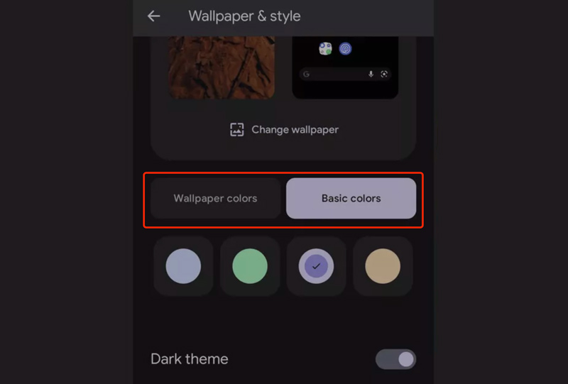 Endre bakgrunnsfarge for bakgrunnsbilde Android