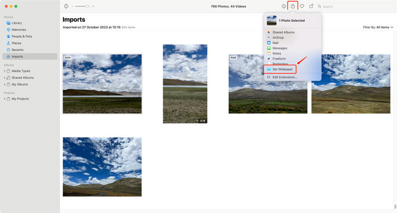 Háttérkép módosítása a Mac Photos alkalmazásban