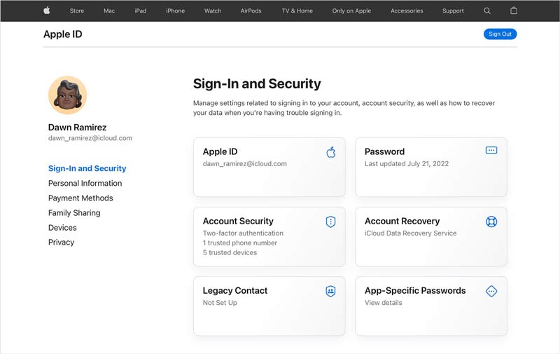 Prohlížeč hesel Apple ID