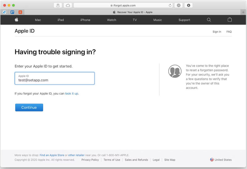 Apple ID -salasana iForgot
