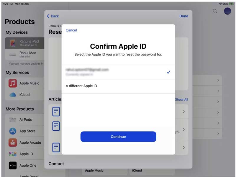 Obsługa hasła Apple ID