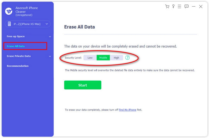 Select Erase All Data