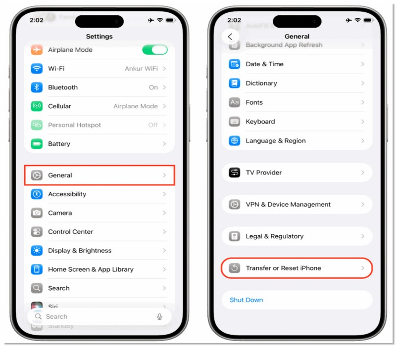 Tap Transfer or Reset iPhone