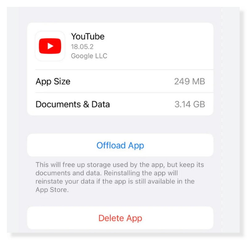 YouTube Offload -sovellus Tyhjennä välimuisti