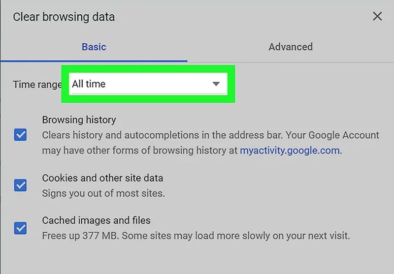 Chrome Clear Browsing Data