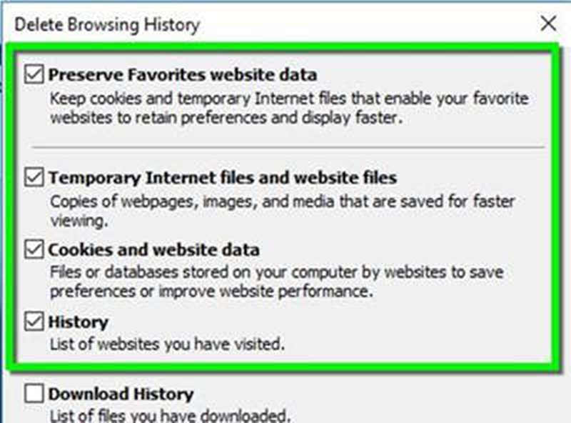 Delete Borwsing History Interface