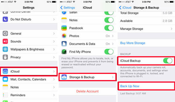 iCloud varmuuskopiointi