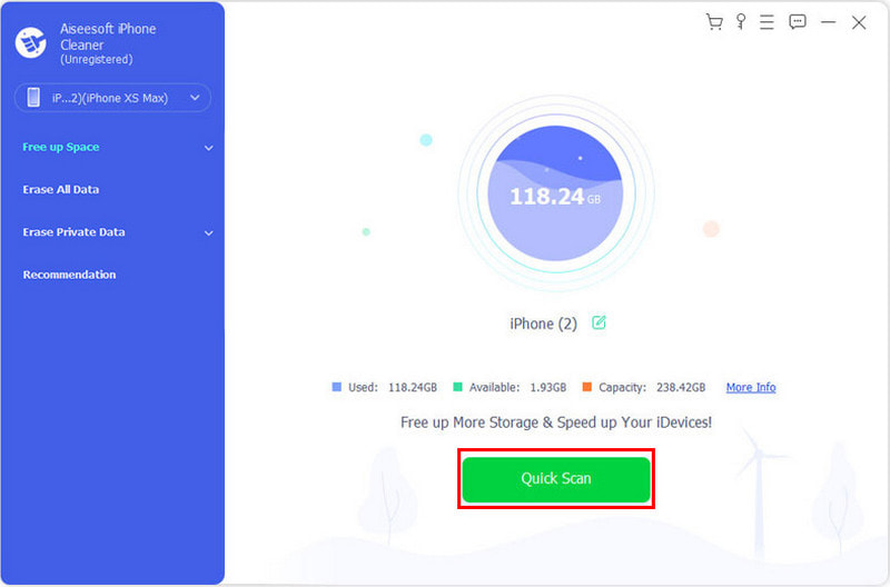 Aiseesoft iPhone Cleaner Quick Scan