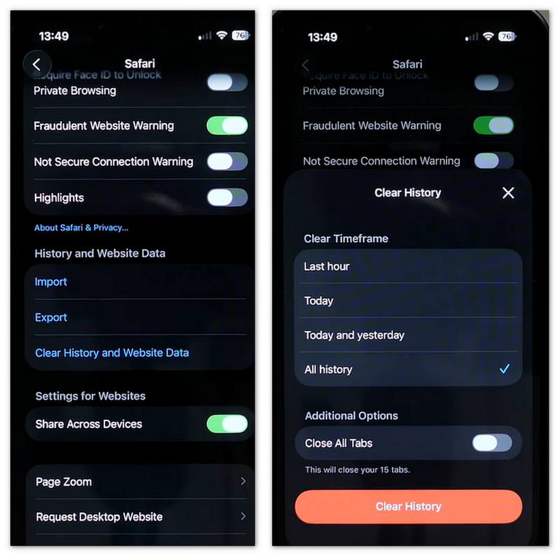 Clear Safari History